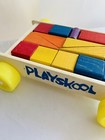 Vintage 1980 s Playskool Cart Wagon Pull Toy With Wooden Blocks