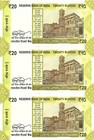 India 3x 20 Rupees 2024 P-110f 3  Plate Letter N Unc Consecutive