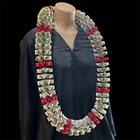 Graduation Money Celebration Lei  50 Bills Folded Deep Red W black Beads