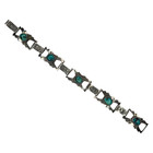 Vintage Native American Navajo Sterling Silver Green Turquoise Link Bracelet