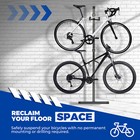 Bike Storage Gravity Stand Space-saving Bike Rack W adjustable Arm Holds 2 Bikes