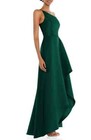 Alfred Sung Hunter Green One-shoulder Satin Gown Size 8  252 D831