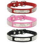 Rhinestones Personalized Dog Collar Bling Engraved Custom Id Tag Name   Number