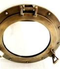 12  Antique Brass Finish Porthole Mirror   Nautical Maritime Wall Decor   Window