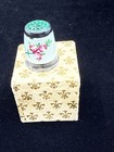 Antique Italian 935 Silver Guilloch   Enamel Thimble Hand Painted Roses Florence