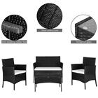 4 Pcs Outdoor Patio Pe Rattan Wicker Table Set Sofa Furniture W  Cushion Black