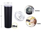 20oz Skinny Stainless Steel Tumbler Slider Lid  Doublewall Vacuum Insulated