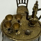 Vintage Brass Miniature Dollhouse Dining Set Table Chairs Goblets Teapot India