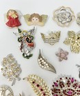 Vintage Lot Broken Jewelry Parts Repair Brooch Rhinestones Pins Craft 1 Pound