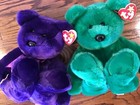 Ty Bear Beanie Buddies Purple Princess Green Erin Shamrock Plush 14  Buddy