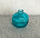 Vintage Blue Glass Pomegranate Design Embossed 3  Medicine Bottle - Rare  