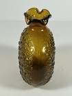 Beautiful Clevenger Brothers Amber Brown Glass Vase Bottle Daisy   Button