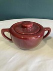 Vintage Bauer Pottery Maroon Red Cream   Sugar