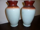 Vintage Bristol Glass Hand Painted Pair Of 10 5  Vases - Read Description