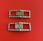 Vintage Pair Of Silver Tone Metal Clear Rhinestones Shoe Clips