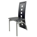 Set Of 4 Dining Chair Elegant Design Kitchen Dinette Room Black Leather Backrest