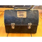 Vintage 1940 s Thermos  Black Metal Industrial Dome Top Lunchbox Toolbox