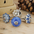 Set Of 25 Ceramic Knobs Colorful Blue For Kitchen Cabinets Bathroom Cupboards   