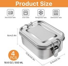 4 Pcs Stainless Steel Bento Box 550 Ml Metal Lunch Box Stainless Steel Food New