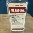 Vintage Parke Davis   Co Metatone Tonic Glass Bottle With Original Label Detroit