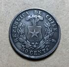 1867 Chile 50 Centavos - Silver Coin - High Grade - Rare Type