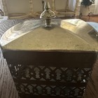 Vintage Tin Box Container Lidded Reticulated Open Work Rectangle