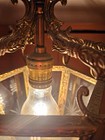 Rococo Style Brass Etched Glass Ceiling Hall Lantern Light Vintage