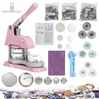 Button Maker Machine Pin Badge Maker 1 1 25 2 25 Inch 3-in-1 Pink For Diy
