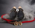 Colonial Buckle Shoes - Rough Out  Black Leather Shoes With Buckles - Us 5 To 15
