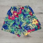 Vintage Koret Size M Tropical Floral Gauze Knit High Waist Casual Shorts Beach