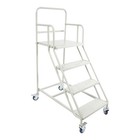 400kg 4 Step Rolling Stair Industrial   Warehouse Stair Ladder Floor Standing