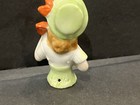 Antique Porcelain L Lady Holding Book In Green Bonnet Pin Cushion 2   half Doll