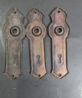 Set Of 3 Vintage Brass Door Backplates With Keyhole For Antique Restoration Proj