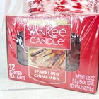 Yankee Candle Sparkling Cinnamon Scented Tea Lights Gift Set W Glass Holder New