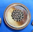 Lot Antique Celluloid In Metal Brass Buttons   Perforates W Glass