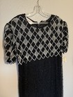 Vintage Laurence Kazar Black   Silver Fully Beaded Evening Gown Women   s Xl As Is