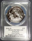 2018-w  25 Palladium American Eagle 1 Oz Pcgs Pr70 Dcam First Strike Reagan