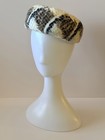 Vintage Feathered Pillbox Hat With Net Overlay     Mid-century Chic Statement Hat