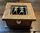 Indian Handicraft Box Wood With Intricate Brass Dhokra Featuring A Tribal Couple