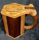 Vintage Handcrafted Wooden Beer Tankard    goblin Market    Carved Gnome Lid 7   