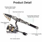 Carbon Fiber Telescopic Fishing Rod Pole Reel Combo Sea Saltwater Freshwater