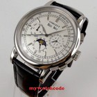 42mm Corgeut White Dial Day Night Multifunction Sea-gull Automatic Mens Watch