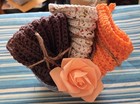 Handmade Crocheted 100  Cotton Washcloth Set  3  - Eco Friendly Spa Gift Set    