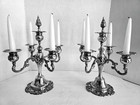2 Fabulous Victor Silver Quadruple Plate Art Nouveau Lily Candelabras Pristine 