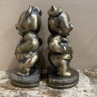Vintage Rare Brass Pig Bookends 8    Fairytale Whimsical Magical Enchantment