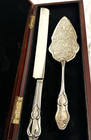 Silver Plated Cake Server And Knife With Velvet Lined Wood Case Unbranded China