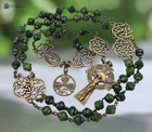 St Patrick   Bridget Irish Rosary Celtic Crucifix-bronze Heirloom  Green Jade
