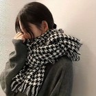 Winter Black White Plaid Scarf For Women Men Classic Warm Chunky