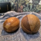 Vintage Wooden Darning Egg And Ball Sewing Tool With Striped Pattern Lot   How4
