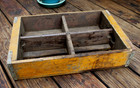 Vintage Coca Cola Wooden Soda Crate Yellow Bottle Carrier Rustic Advertising
